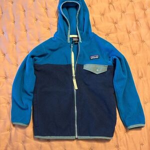 Patagonia Kids Two-Tone Blue Hooded Fleece Jacket
